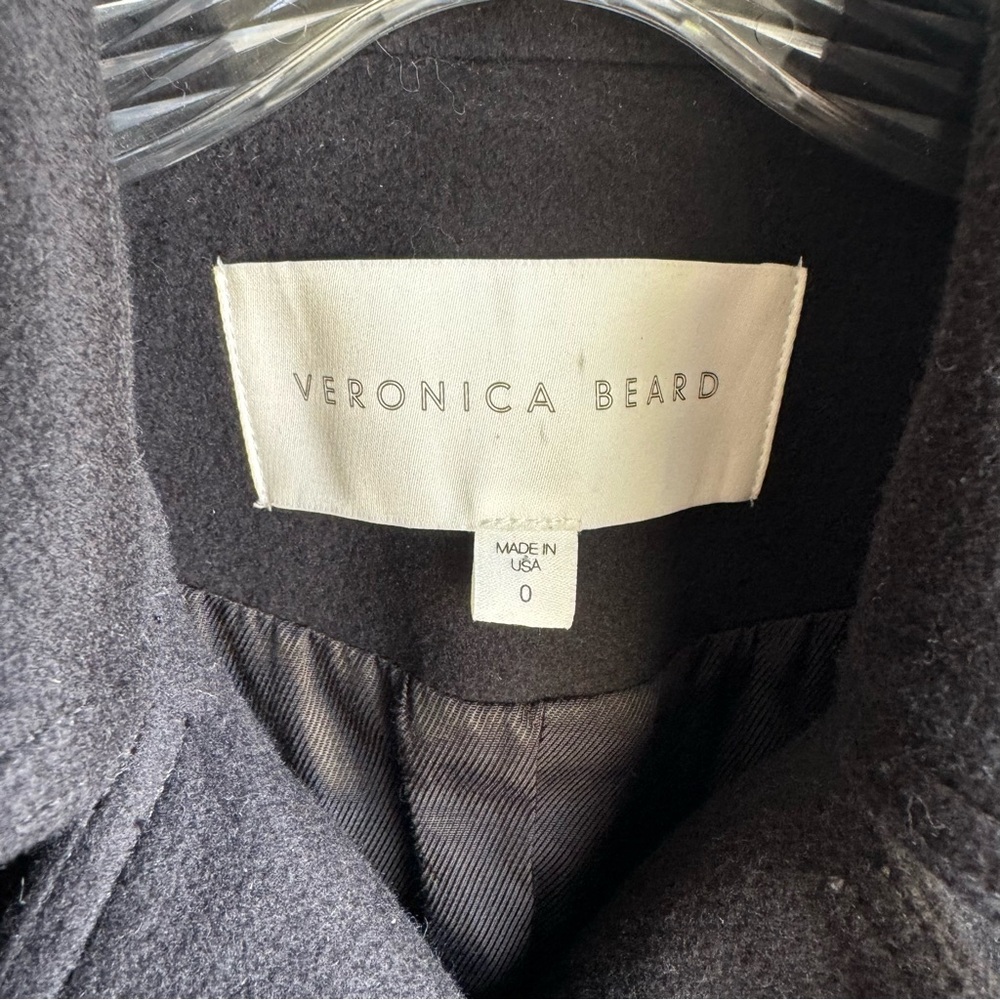 Veronica Beard Black YARA DOUBLE-BREASTED PEA-COAT JACKET with Velvet Hem Size 0 - Picture 5 of 8